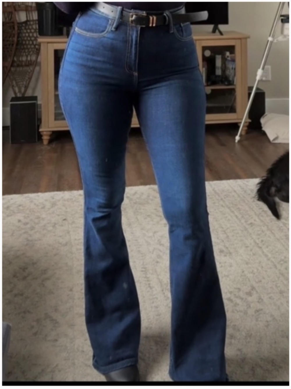 Hollister Curvy High Rise Dark Wash Flare Jeans